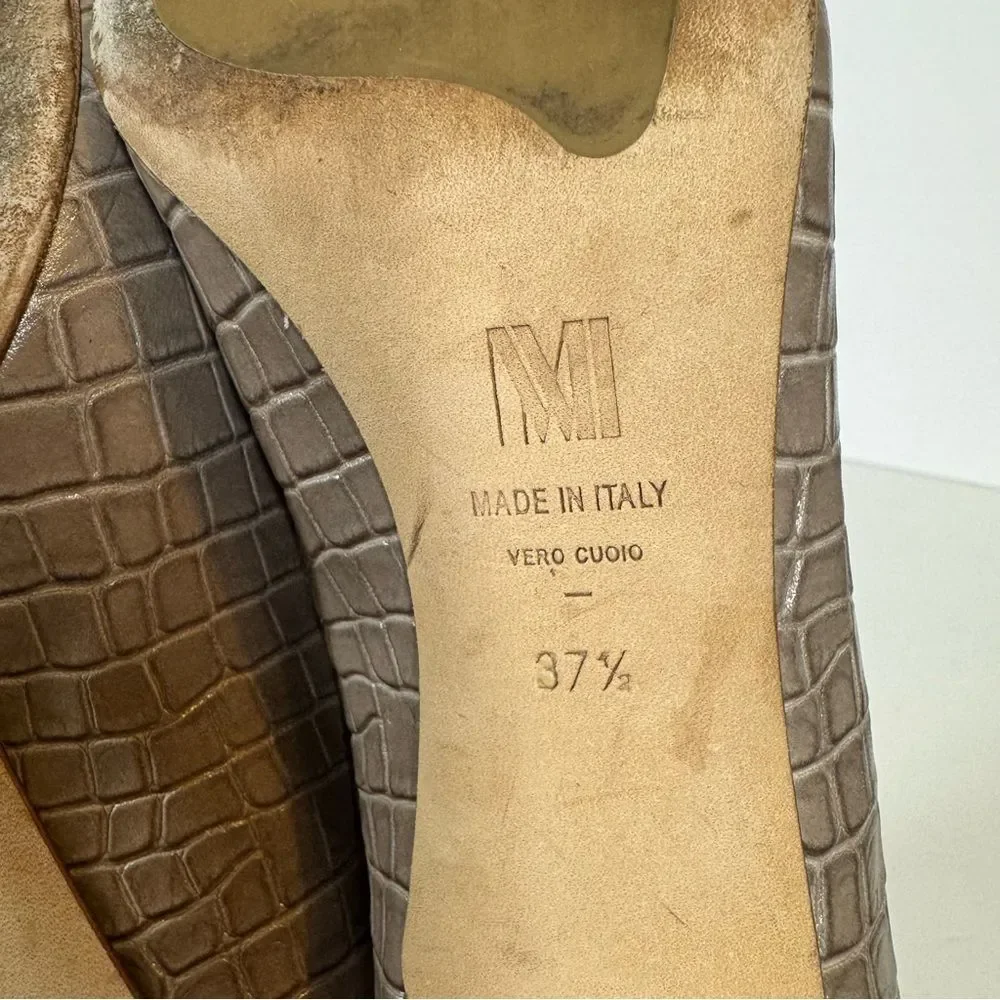 M.M. Lafleur The Ginger Pump Embossed Croc Rosy Taupe Career Classic Size 37 1/2